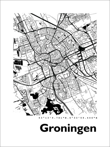 Poster City map of Groningen
