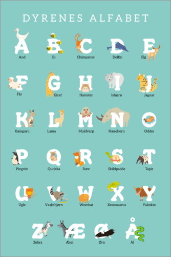 Poster Animal Alphabet (Danish)