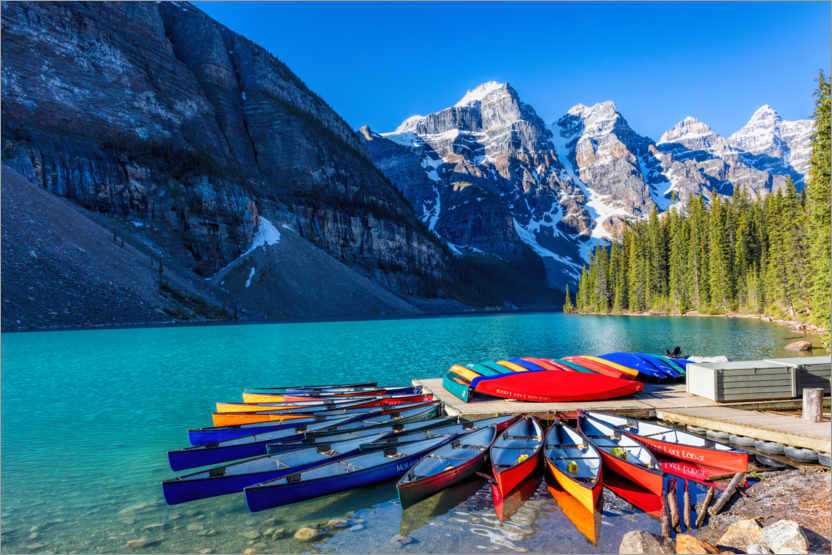 Poster Canoes on Moraine Lake, Canada