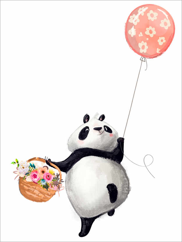 Poster Panda with Balloon