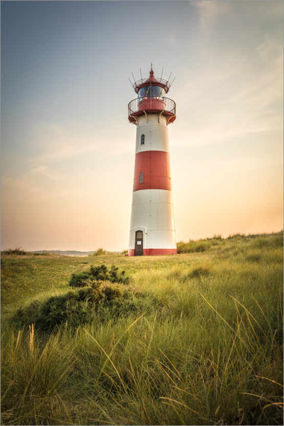 Poster Sunset at the lighthouse on Sylt