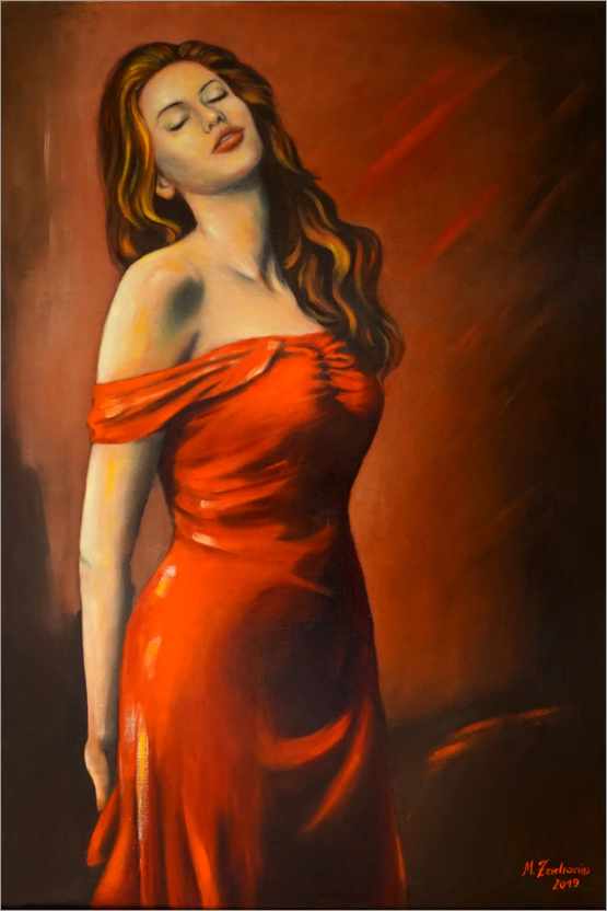 Poster Lady in red dress