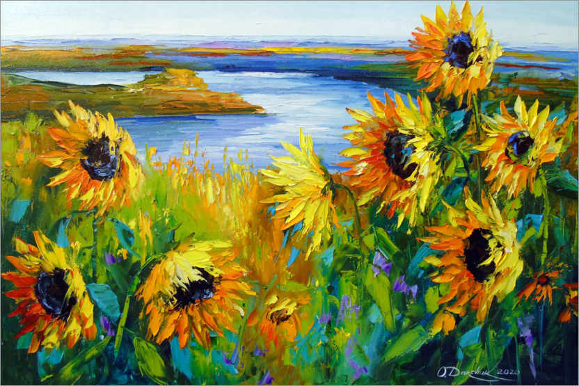 Poster Sunflowers on the river