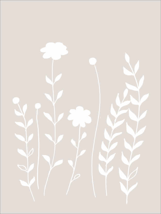 Poster Scandi flowers and leaves 2
