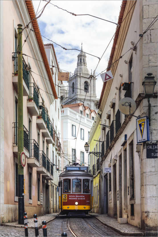Poster Tram in Lisbon old town