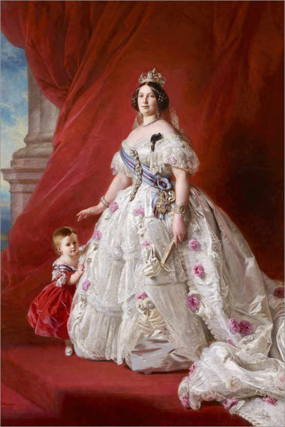 Poster Isabel II with daughter Isabel, princess of Asturias