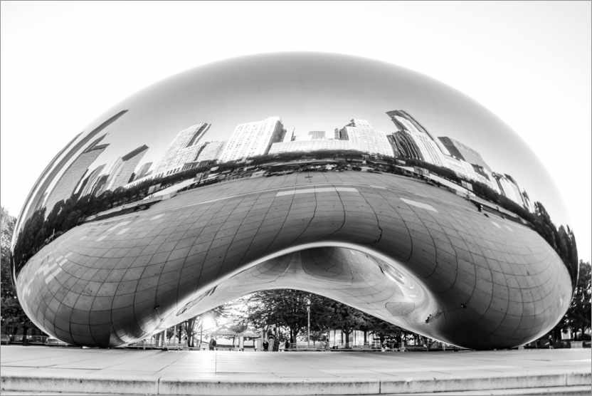 Poster Chicago Cloud Gate, black and white