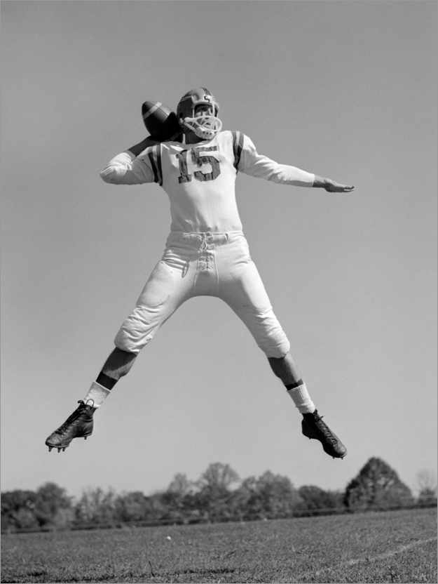 Poster Football Quarterback throwing pass, 1960s
