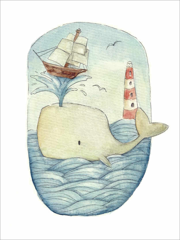 Poster Cute Whale in the Sea