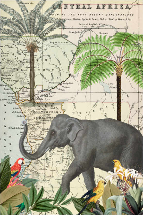 Poster Africa Elephants Journey