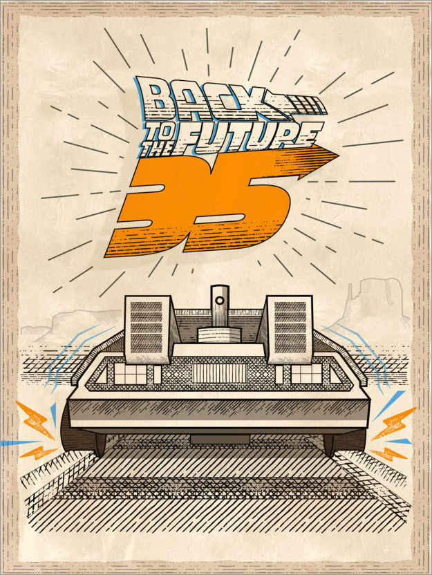 Poster DeLorean Vintage Illustration