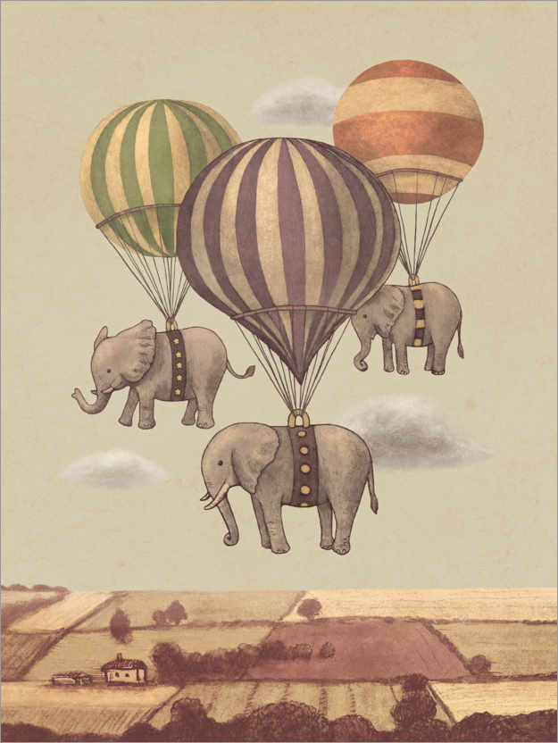 Poster Flying Elephants