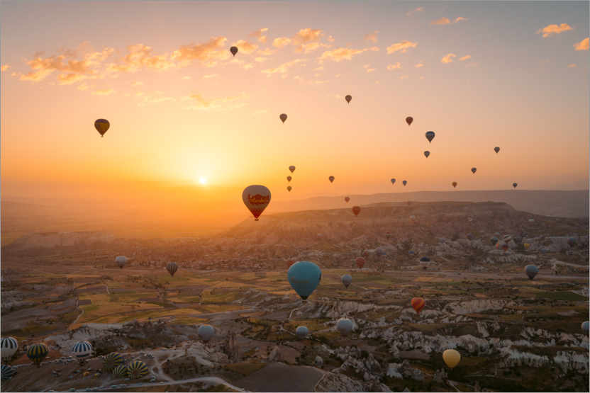 Poster Sunrise in Cappadocia full of hot air balloons