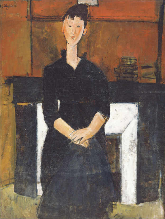 Poster Woman Seated by a Fireplace