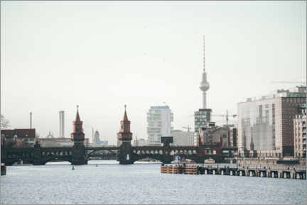 Poster Oberbaum bridge with television tower, Berlin