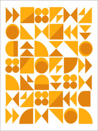 Foam board print  Geometric shapes, mustard and saffron - apricot and birch