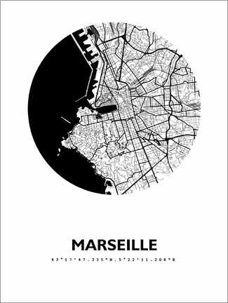Poster City map of Marseille