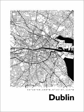 Gallery print  Dublin city map - 44spaces