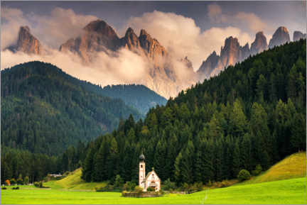 Poster View of the Dolomites in the Villnöss valley