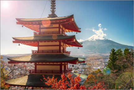 Poster Mt. Fuji and Chureito Pagoda