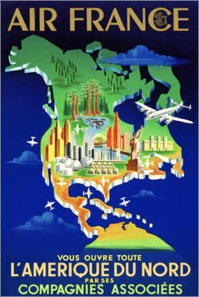 Poster Air France North America Travel