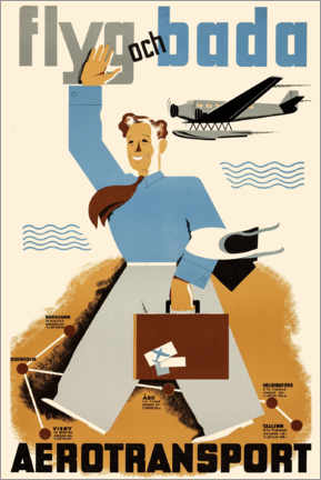 Poster Fly or swim, aerotransport