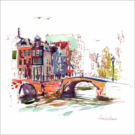 Acrylic print  Canals of Amsterdam, Netherlands - Anastasia Mamoshina