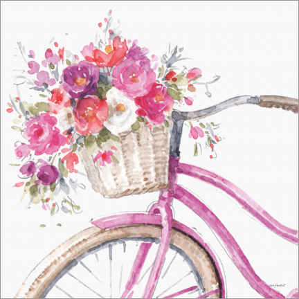 Poster Ladies bike with basket of flowers I