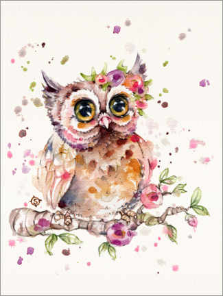 Wood print  Sweet Owl - Sillier Than Sally