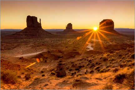 Poster Sunrise in Monument Valley