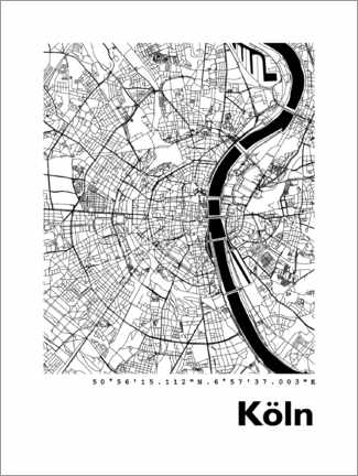 Poster City map of Cologne