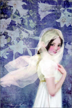 Poster Moonlight night lilies