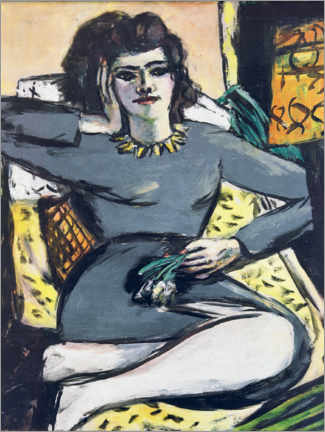 Gallery print  Resting Woman with Carnations, Portrait Quappi - Max Beckmann