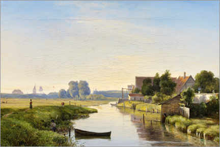 Canvas print  Danish Landscape with Canal behind the Dike - Vilhelm Kyhn