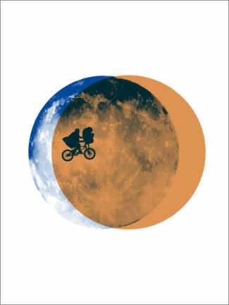 Wood print  E.T. - Moon collage