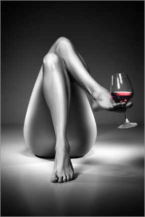 Poster Nude with wine glass