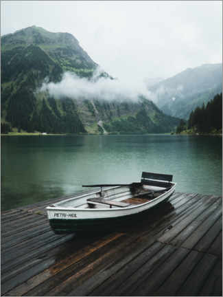 Aluminium print  Boat on the mountain lake - Lukas Saalfrank
