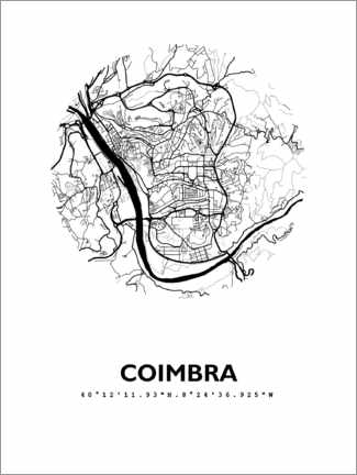 Poster City map of Coimbra