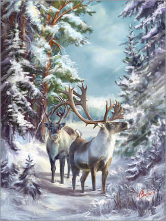 Poster Reindeer in winter