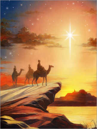 Foam board print  The 3 wise men on their camels and following the holy star - Alan Lathwell
