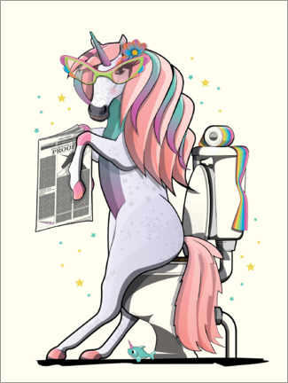 Poster Unicorn on the toilet