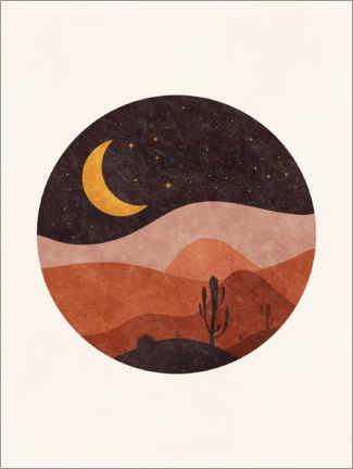 Poster Moon in desert with cacti