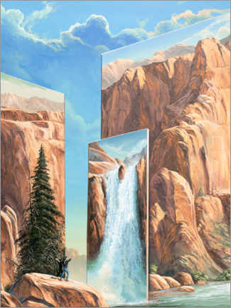 Poster Dream landscape with a waterfall