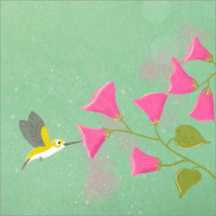 Poster Hummingbird with flowers