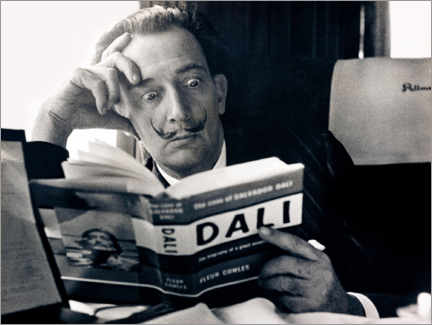 Poster Salvador Dali reading his biography, 1959