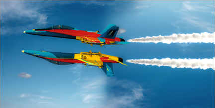Canvas print  Two aerobatic planes in the sky with contrails - Kalle60