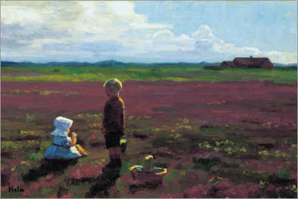 Poster  Children picking berries on the moor - Einar Hein