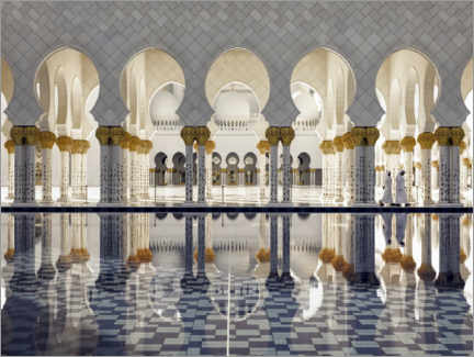 Poster Sheikh Zayed Grand Mosque reflection in Abu Dhabi