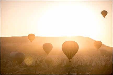 Poster Hot air balloons at sunrise in Cappadocia