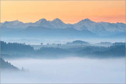 Aluminium print  Eiger, Mönch and Jungfrau on a foggy autumn morning - Marcel Gross